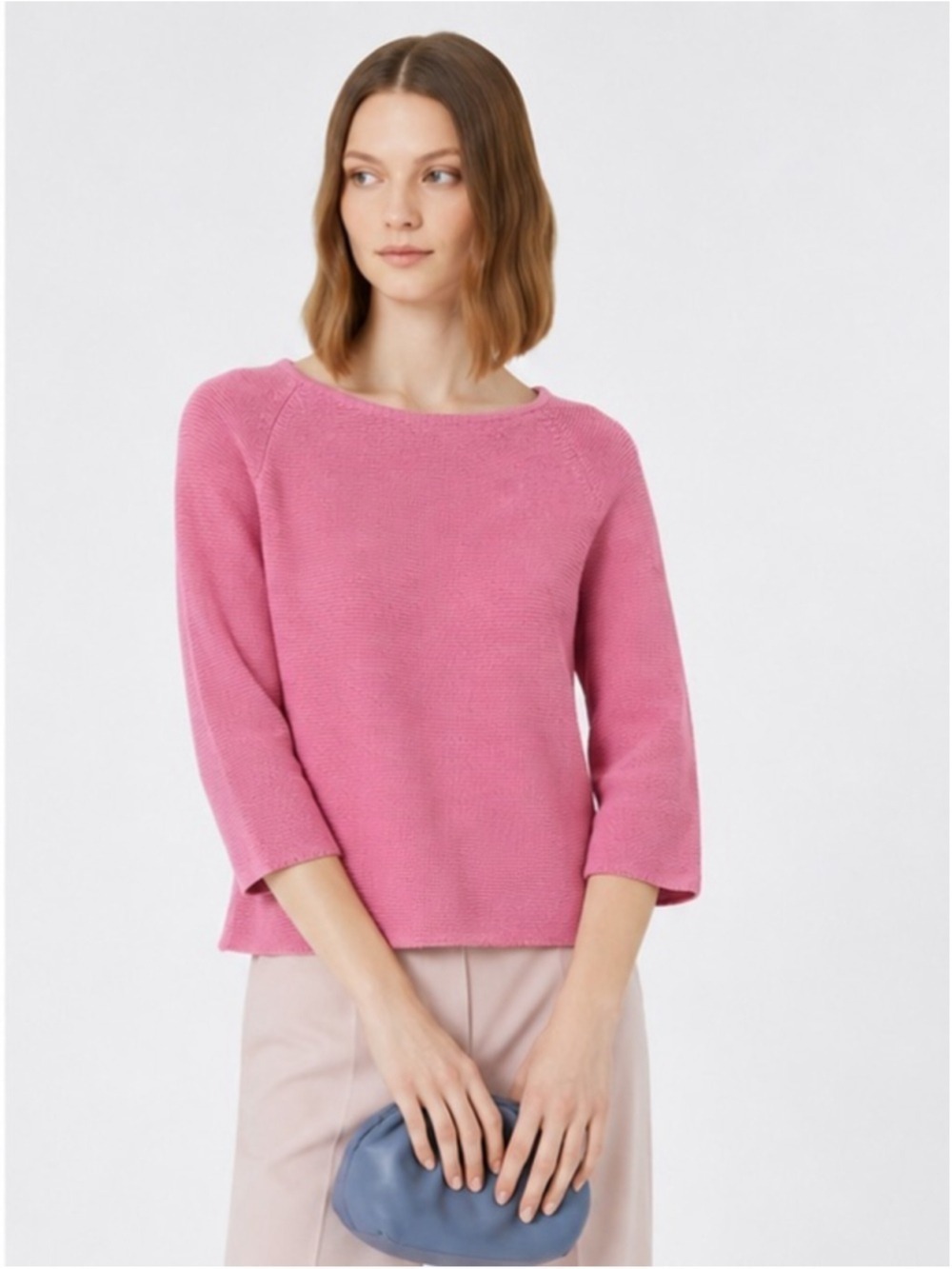 Weekend Max Mara Pink Cotton Yarn Knit Sweater Size XL